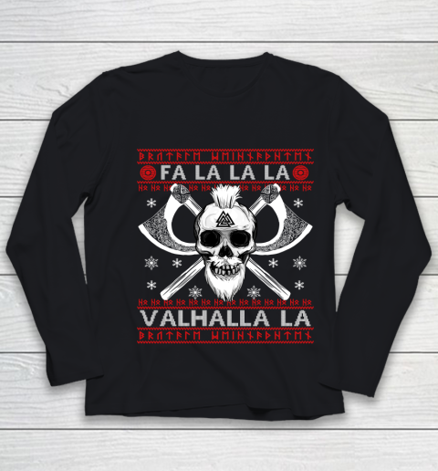 Ugly Christmas Sweater Fa La La Valhalla Viking Youth Long Sleeve