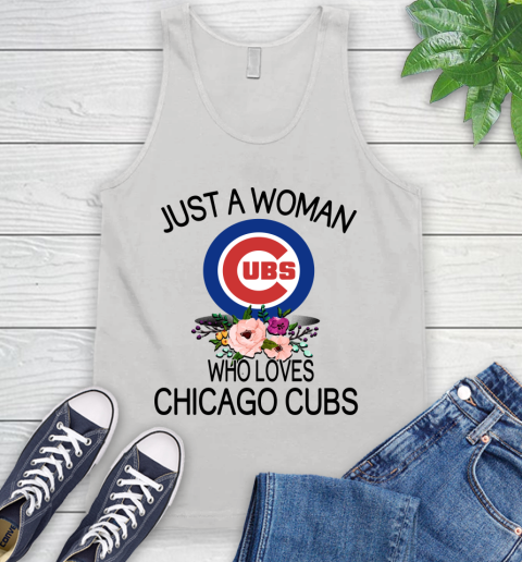 MLB Just A Woman Who Loves Chicago Cubs Baseball Sports Tank Top