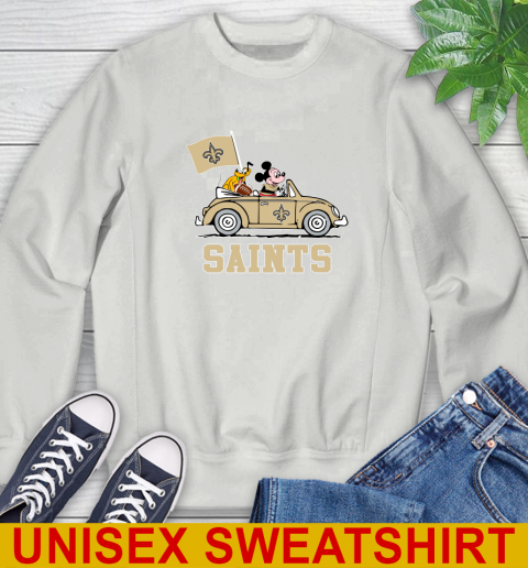 NFL Football New Orleans Saints Pluto Mickey Driving Disney Shirt Sweatshirt - Image 6