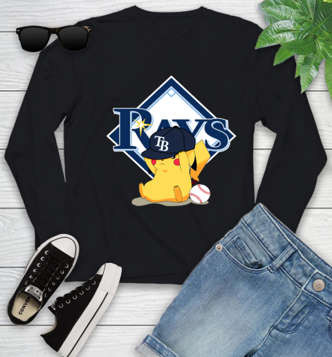 MLB Pikachu Baseball Sports Tampa Bay Rays Youth Long Sleeve 2