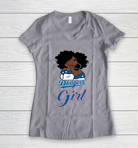 Los Angeles Dodgerss Girl MLB Women's V-Neck T-Shirt 4