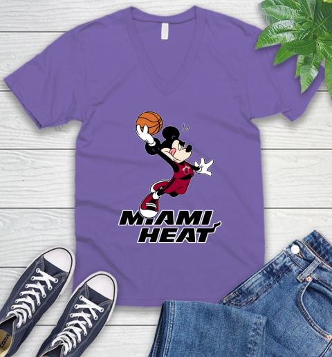NBA Basketball Miami Heat Cheerful Mickey Mouse Shirt V-Neck T-Shirt 9