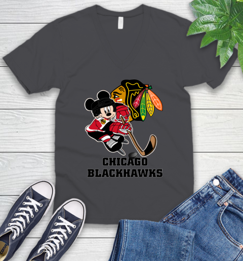 NHL Chicago Blackhawks Mickey Mouse Disney Hockey T Shirt V-Neck T-Shirt 5