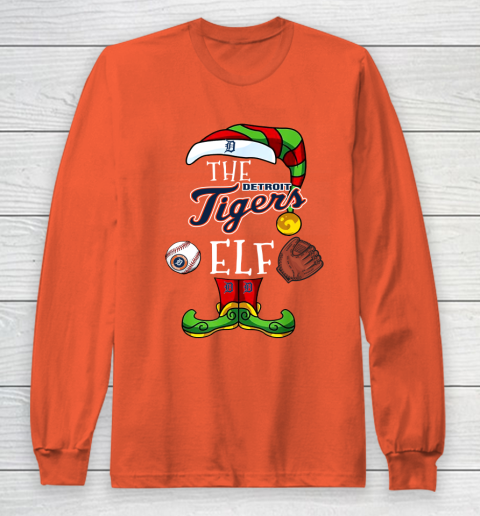 Detroit Tigers Christmas ELF Funny MLB Long Sleeve T-Shirt 3