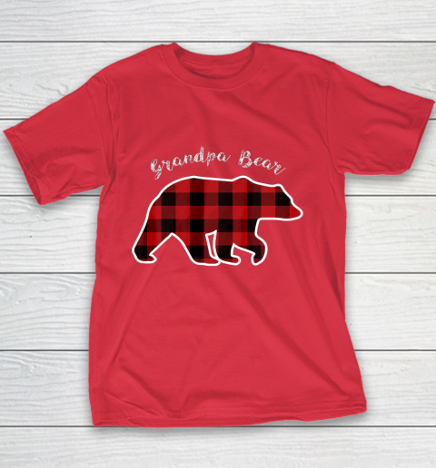 GRANDPA BEAR Men Red Plaid Christmas Pajama Family Gift Youth T-Shirt 7