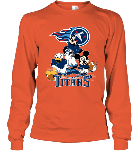 NFL Tennessee Titans Mickey Mouse Donald Duck Goofy Football T Shirt SvCmLAsxI86 long sleeve tee 14 95 151514 front orange