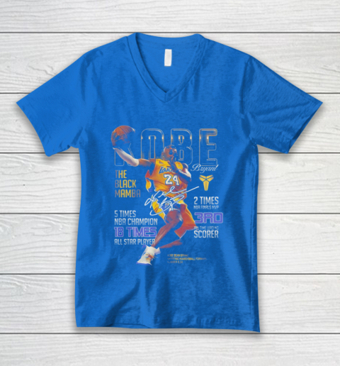 Kobe Bryant The Black Mamba 5 Times NBA Champions Signatures V-Neck T-Shirt 5