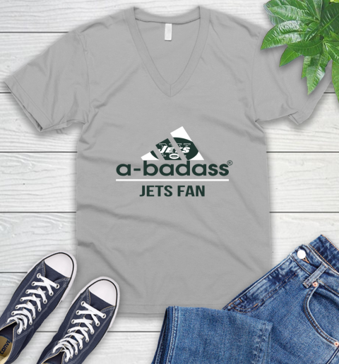 New York Jets NFL Football A Badass Adidas Adoring Fan Sports V-Neck T-Shirt 3