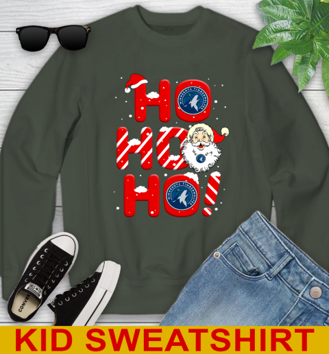 Minnesota Timberwolves NBA Basketball Ho Ho Ho Santa Claus Merry Christmas Shirt Youth Sweatshirt 8