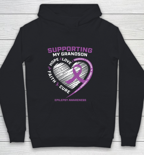 Grandpa Funny Gift Apparel  Grandma Grandpa Women Purple Men Grandson Youth Hoodie