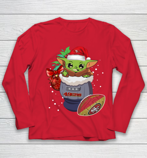 San Francisco 49ers Christmas Baby Yoda Star Wars Funny Happy NFL Youth Long Sleeve 10