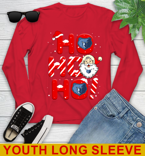 Memphis Grizzlies NBA Basketball Ho Ho Ho Santa Claus Merry Christmas Shirt Youth Long Sleeve 11