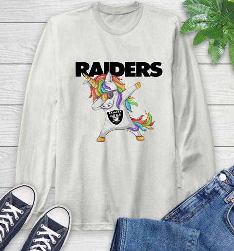 Oakland Raiders NFL Football Funny Unicorn Dabbing Sports Long Sleeve T-Shirt 12