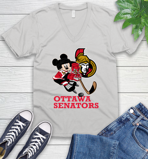 NHL Ottawa Senators Mickey Mouse Disney Hockey T Shirt V-Neck T-Shirt