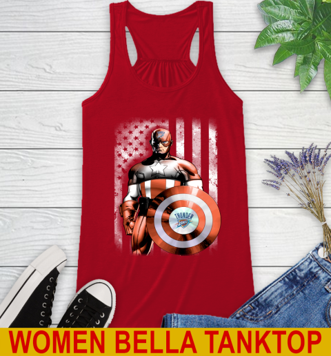 Oklahoma City Thunder NBA Basketball Captain America Marvel Avengers American Flag Shirt Racerback Tank 4