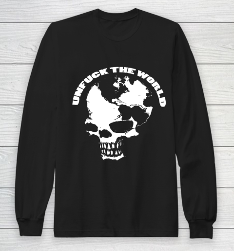 UnFuck The World Map Skull Long Sleeve T-Shirt