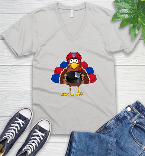 New York Rangers Turkey Thanksgiving Day V-Neck T-Shirt