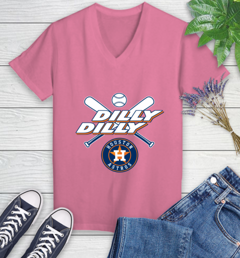 MLB Houston Astros Dilly Dilly Baseball Sports Women's V-Neck T-Shirt 13