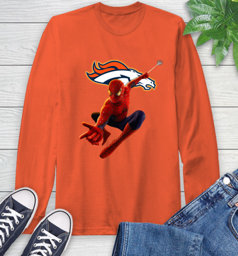 NFL Spider Man Avengers Endgame Football Denver Broncos Long Sleeve T-Shirt 5