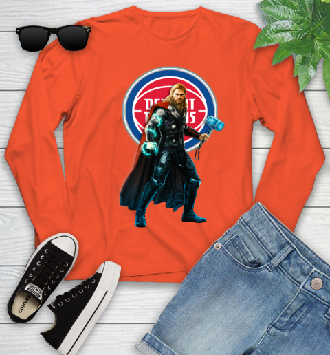 NBA Thor Avengers Endgame Basketball Detroit Pistons Youth Long Sleeve 4