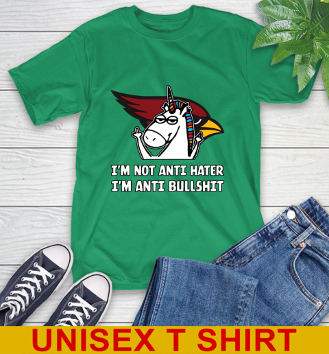 Arizona Cardinals NFL Football Unicorn I'm Not Anti Hater I'm Anti Bullshit T-Shirt 7