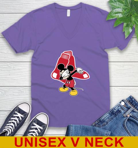 Boston Red Sox MLB Baseball Dabbing Mickey Disney Sports V-Neck T-Shirt 9