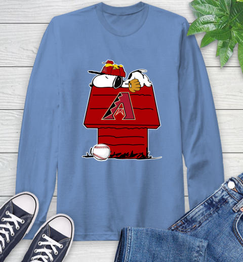 MLB Arizona Diamondbacks Snoopy Woodstock The Peanuts Movie Baseball T Shirt Long Sleeve T-Shirt 11