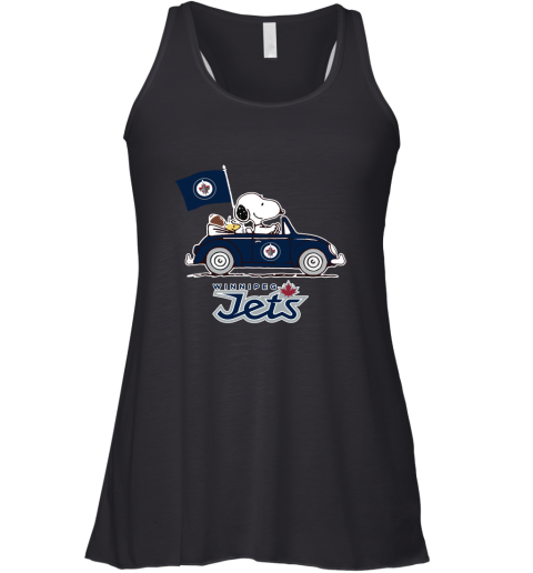 Snoopy And Woodstock Ride The Winnipeg Jets Car NHL Racerback Tank