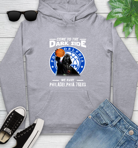 NBA Come To The Dark Side We Have Philadelphia 76ers Star Wars Darth Vader Basketball Youth Hoodie 6