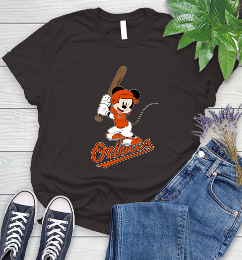 MLB Baseball Baltimore Orioles Cheerful Mickey Mouse Shirt Women's T-Shirt 9
