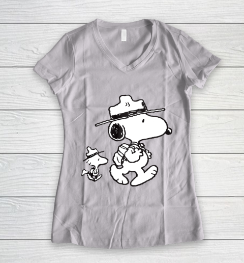 Funny Snoopy Woodstock Camping Women's V-Neck T-Shirt