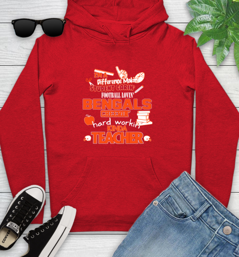 Cincinnati Bengals NFL I'm A Difference Making Student Caring Football Loving Kinda Teacher Youth Hoodie 12