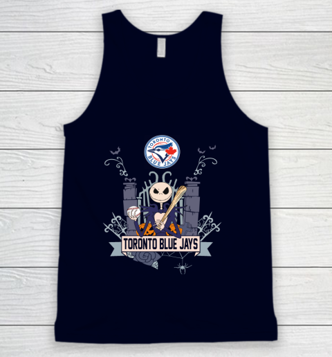 MLB Toronto Blue Jays Baseball Jack Skellington Halloween Tank Top 2