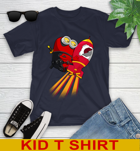 NBA Basketball Portland Trail Blazers Deadpool Minion Marvel Shirt Youth T-Shirt 3 NBA Basketball Portland Trail Blazers Deadpool Minion Marvel Shirt Youth T-Shirt - Image 3