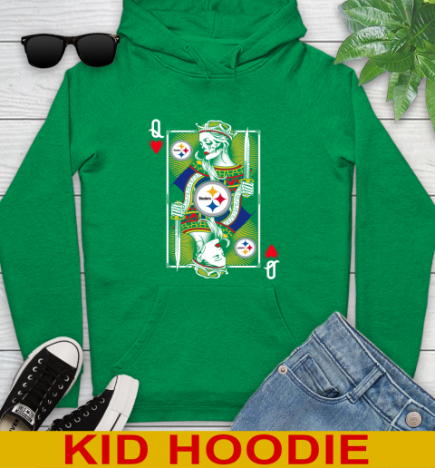 NFL Football Pittsburgh Steelers The Queen Of Hearts Card Shirt Youth Hoodie 8