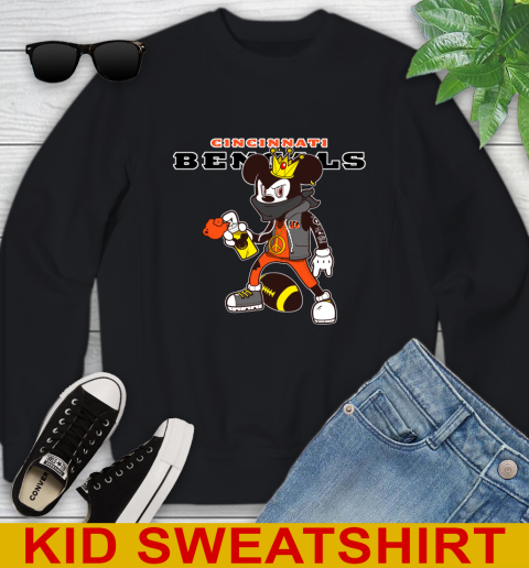 Cincinnati Bengals NFL Football Mickey Peace Sign Sports Youth Sweatshirt 2