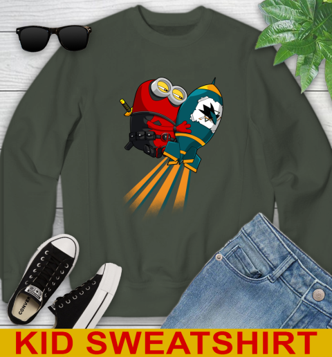 NHL Hockey San Jose Sharks Deadpool Minion Marvel Shirt Youth Sweatshirt 8