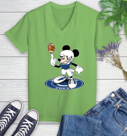 NFL Football Indianapolis Colts Cheerful Mickey Disney Shirt Women's V-Neck T-Shirt 9