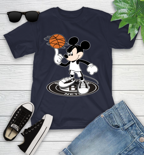 NBA Basketball Brooklyn Nets Cheerful Mickey Disney Shirt Youth T-Shirt 3