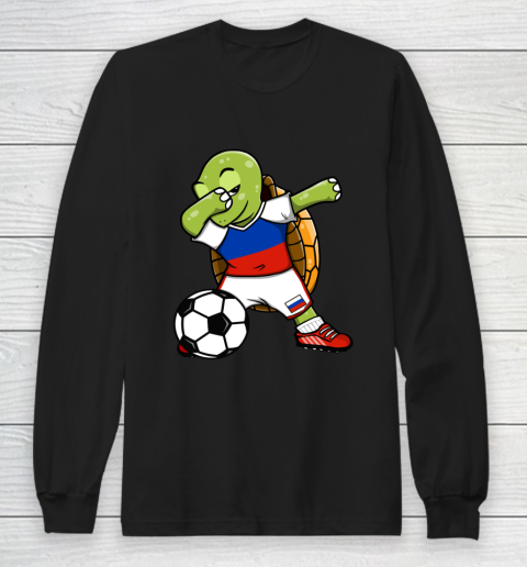 Dabbing Turtle Russia Soccer Fans Jersey Russian Football Long Sleeve T-Shirt