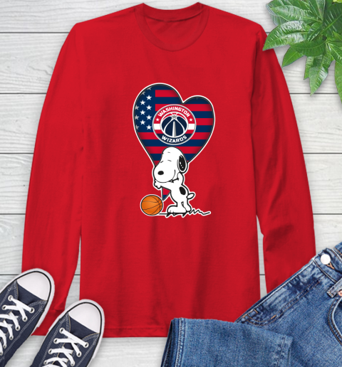 Washington Wizards NBA Basketball The Peanuts Movie Adorable Snoopy Long Sleeve T-Shirt 10