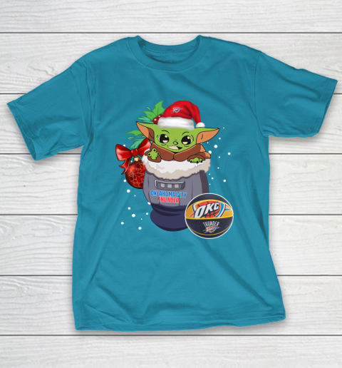 Oklahoma City Thunder Christmas Baby Yoda Star Wars Funny Happy NBA T-Shirt 8