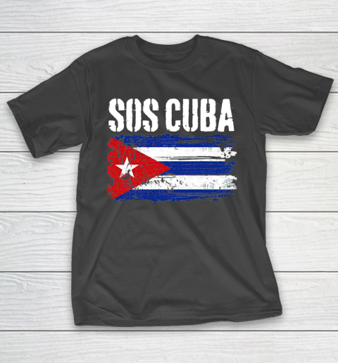 SOS Cuba Retro Cuban Flag T-Shirt