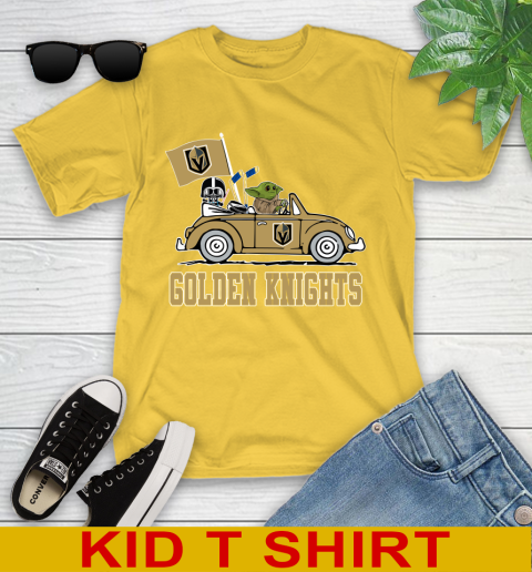 NHL Hockey Vegas Golden Knights Darth Vader Baby Yoda Driving Star Wars Shirt Youth T-Shirt 8