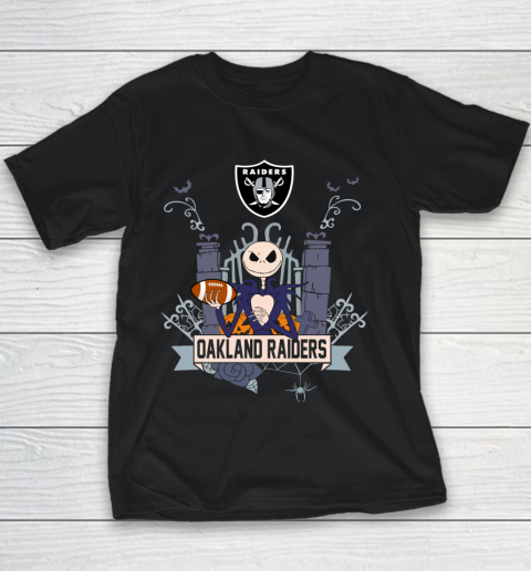 NFL Oakland Raiders Football Jack Skellington Halloween Youth T-Shirt
