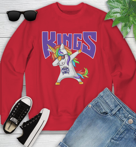 Sacramento Kings NBA Basketball Funny Unicorn Dabbing Sports Youth Sweatshirt 9