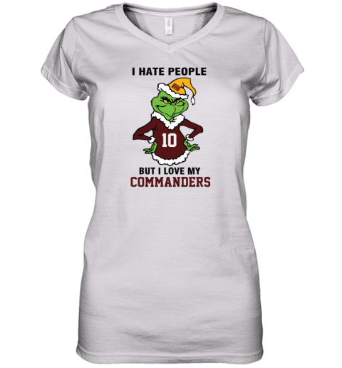 I Hate People But I Love My Commanders Washington Commanders NFL Teams Women's V-Neck T-Shirt