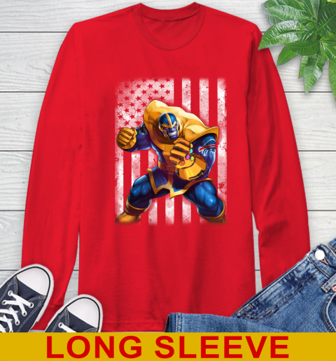 NFL Football Buffalo Bills Thanos Marvel American Flag Shirt Long Sleeve T-Shirt 12
