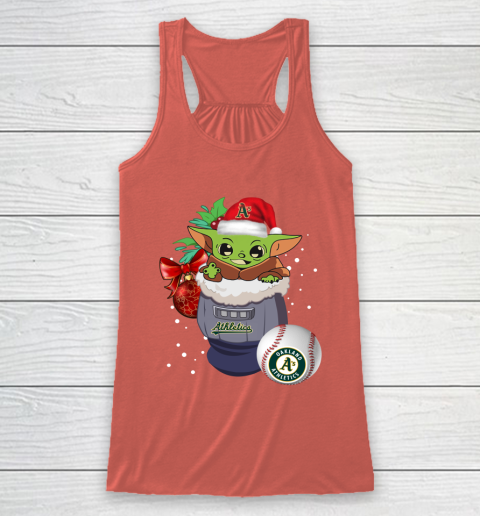 Oakland Athletics Christmas Baby Yoda Star Wars Funny Happy MLB Racerback Tank 5 Oakland Athletics Christmas Baby Yoda Star Wars Funny Happy MLB Racerback Tank - Image 5