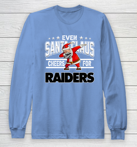 Oakland Raiders Even Santa Claus Cheers For Christmas NFL Long Sleeve T-Shirt 8